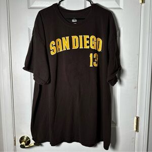 Machado #13, San Diego Padres Tee, Brown with Gold Accents